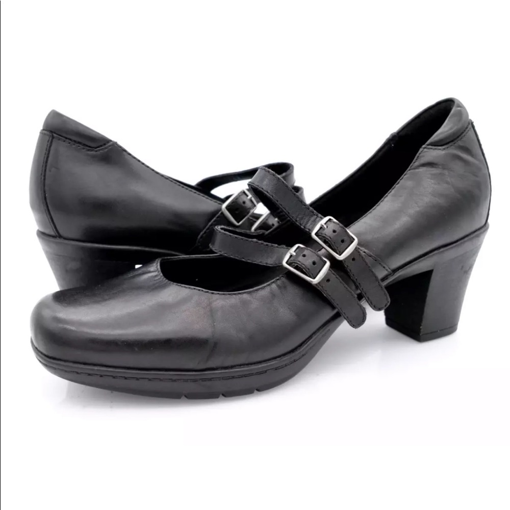 Clarks Bendables Womens Black Mary Jane Heels Shoe